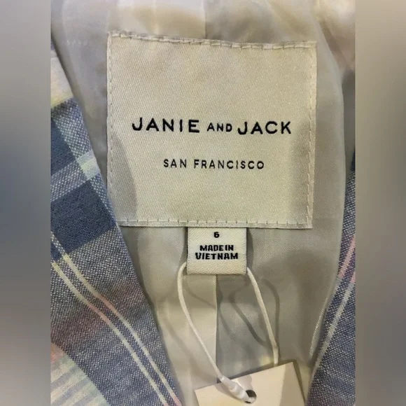 NWT- Janie and Jack Blue Plaid Blazer with Yellow Shorts - Picture 4 of 9